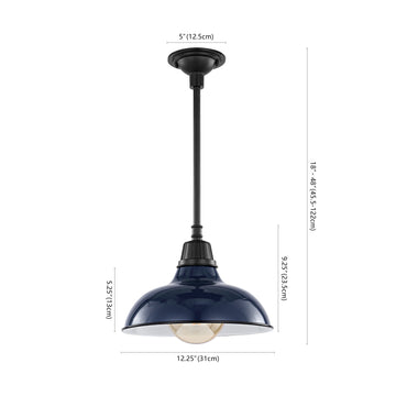 Jasper 12.25" Farmhouse Industrial Indoor/Outdoor Iron LED Pendant